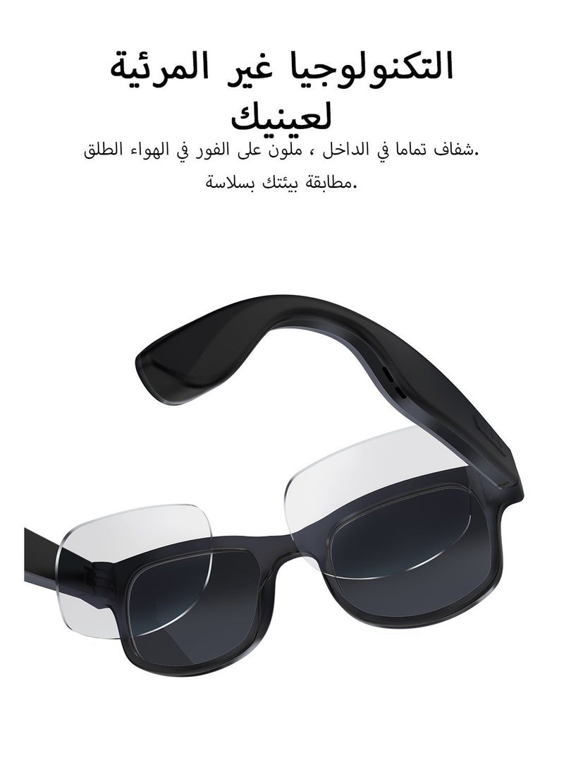 Domars AI Smart Glasses UV Protection Anti-Blue Light with 8MP Camera HD Photo Capture Auto Color-Changing Interchangeable Lenses for Men Women Travel Recording Voice Calls Language Translation 1 Pair Clear Of Eyeglass Frames + 3 Pairs Of Lenses - Image 3